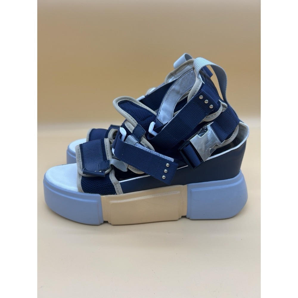 Anthony Wang Cranberry-07 Chunky Platform Wedge Sandals Navy Womens Size 10